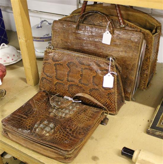 Collection of crocodile & snake skin bags